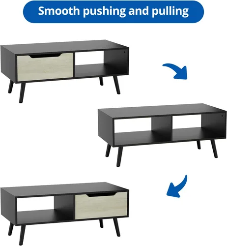 Vista 7 de Cozy Castle - Mesa de café moderna, mesa de cóctel de madera con almacenamiento, mesa minimalista para pasillo, mesa de café de mediados de siglo
