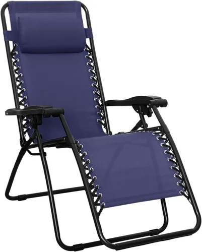 Vista 7 de Amazon Basics - Silla de patio para exteriores con gravedad cero, acolchada, reclinable, plegable y ajustable, con almohada, de Textilene, sillas
