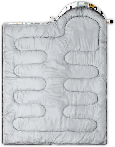 Vista 4 de Saco de dormir para niños y niñas, estampado de camión de construcción, ligero, cálido, portátil, para exteriores, interior, impermeable, resistente