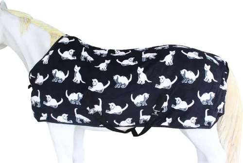 Vista 2 de Challenger Caballo Suave Fleece Cooler Ejercicio Manta Mecha Humedad Invierno Liner 43EE02 Gatos blancos