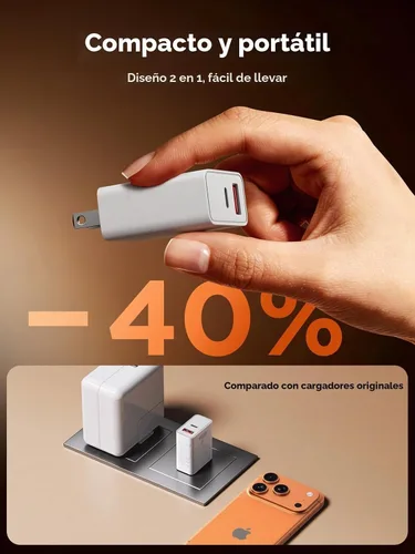 Vista 6 de Paquete de 2 bloques de cargador USB C, bloque de carga tipo C de doble