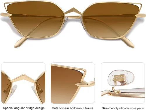 Vista 3 de SOJOS Gafas de sol pequeñas Cateye Moda Estrecha Diversión Moda Rectángulo Sunnies SJ1127