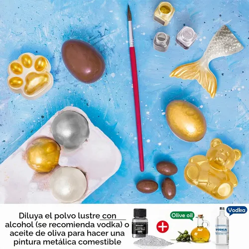 Vista 3 de NiHome Polvo brillante comestible con purpurina para bebidas, postres Metálico