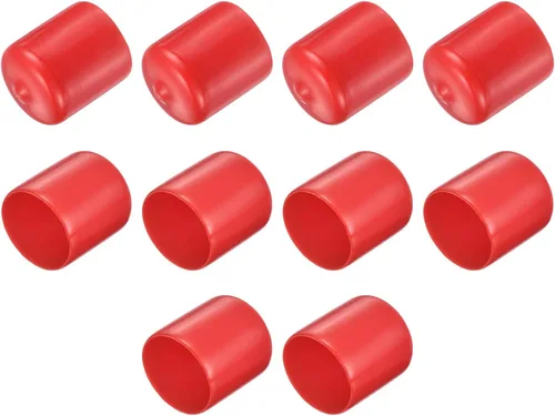 Vista 151 de uxcell 10 tapas de goma para extremos de 0.591 in de identificación, tapa de extremo redondo, protectores de rosca de tornillo, color negro