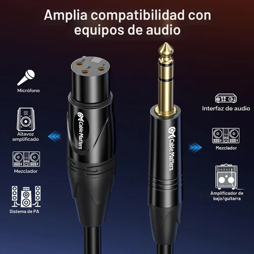 Vista 4 de Cable Matters Cable TRS corto de 6.35mm (1/4 de pulgada) a XLR - 3 pies, macho a hembra, cable XLR a 1/4