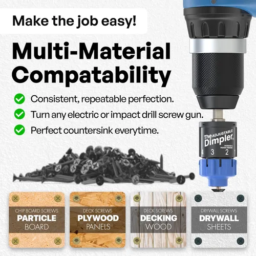 Vista 5 de Ajustable DIMPLER® - Broca para paneles de yeso y accesorio para pistola de tornillos, convierte el taladro en una pistola de tornillos para paneles