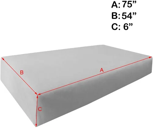 Vista 2 de 75x54x6 espuma de alta densidad para exteriores sofá cama colchón asiento cojín hojas de repuesto 1.8 PCF mediana firme tamaño matrimonial