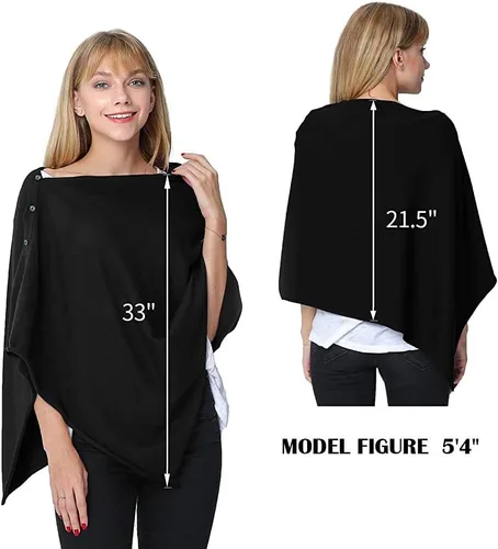 Vista 5 de stylesilove Multi-Use Knit Nursing Shawl Poncho Adjustable Buttons for Breastfeeding Protection Nursing Cover Infinity Scarf