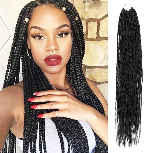 Vista 26 de AU-THEN-TIC Cabello senegalés con trenzas de ganchillo de 22 pulgadas, paquete de 2 paquetes de 40 mechones por paquete, extensiones de cabello