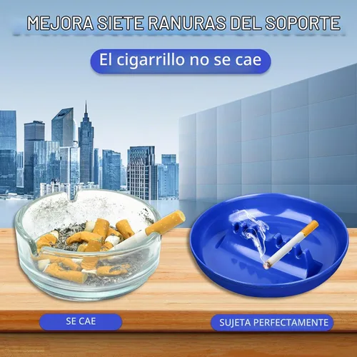 Vista 3 de Juego de 3 ceniceros de colores surtidos, bandeja de cenizas para cigarrillos y puros, ceniceros redondos de plástico de gran tamaño, para 3 piezas