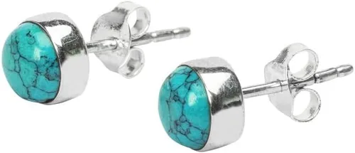 Vista 4 de Gemstone Stud Post Earrings, 925 Sterling Silver Gemstone Earring 6 MM Round Girl Women Gift