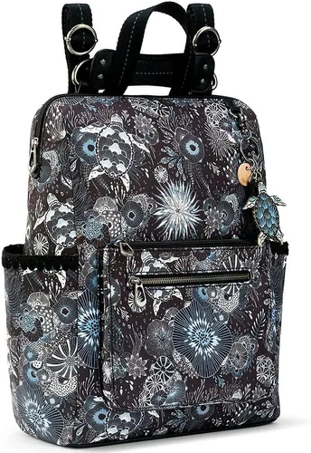 Vista 10 de Sakroots Loyola - Mochila para mujer de sarga ecológica, correa cruzada ajustable, bolsa multifuncional con compartimento para portátil, bolso
