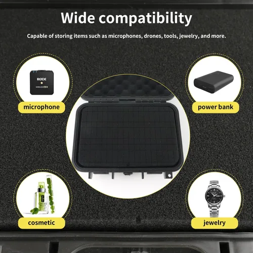 Vista 5 de Carcasa rígida de espuma pre-cubada, mini, color negro Customizable Foam Case for Jewelry,Small Electronics and Accessories, Carried in a