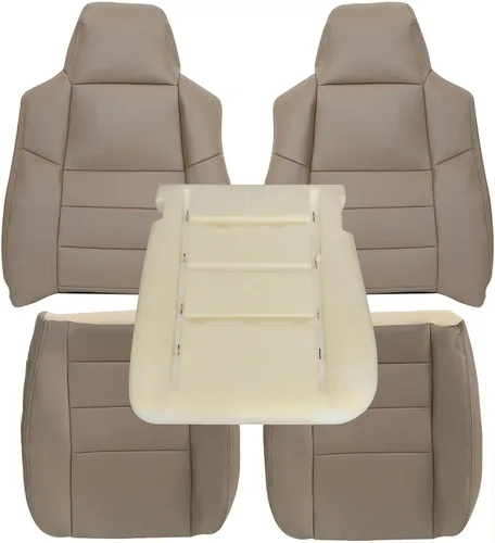 Vista 14 de GXARTS Funda de asiento de repuesto de cuero para asiento trasero inferior de color marrón compatible con Ford Excursion 2002-2005 compatible