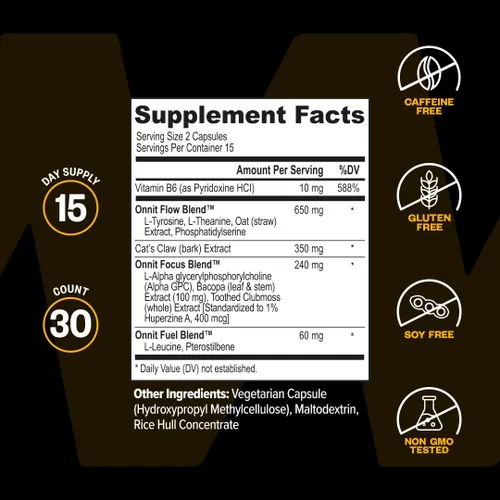 Vista 9 de ONNIT - Suplemento para el cerebro en cápsulas Alpha Brain