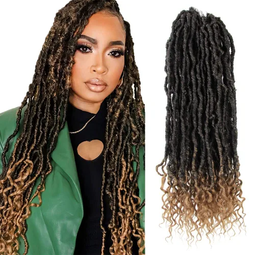 Vista 48 de BOHOBABE Rastas Sintéticas de Ganchillo de 10 Pulgadas, Rastas de Ganchillo Suaves Boho con Puntas Rizadas, Rastas Cortas de Diosa Bohemia de 1#
