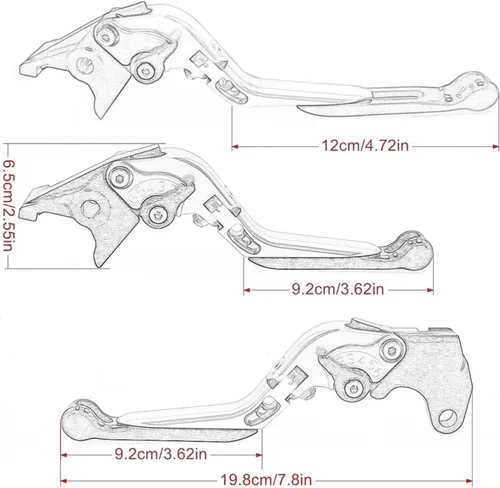 Vista 3 de Motorcycle Acessories Adjustable Extendable Folding Brake Clutch Levers Handle Compatible with Yamaha FZ8 FZ-8 2011 2012 2013 2014 2015-2020(A)