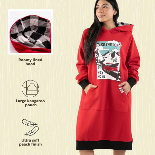 Vista 148 de Lazy One Sudadera con capucha de gran tamaño, ropa de dormir cómoda, vestido de suéter para mujer