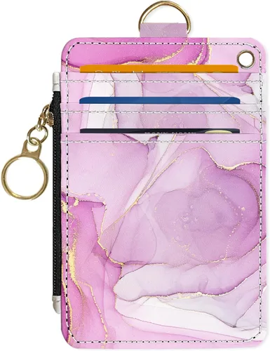 Vista 10 de Portafolios delgado Portafolios para tarjetas de crédito, Portafolios RFID para mujer Linda pequeña cartera de bolsillo frontal con cremallera