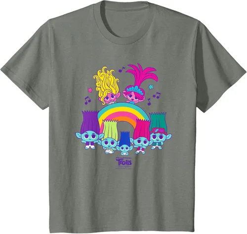 Vista 49 de Camiseta DreamWorks Trolls Band Together BroZone Poppy Viva Rainbow Negro