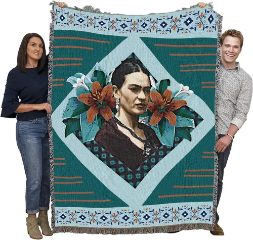Vista 14 de Pure Country Weavers Frida Kahlo - Manta de mujer hermosa – Tapiz de regalo tejido de algodón – Fabricado en los Estados Unidos (72 x 54 pulgadas)