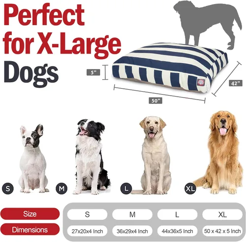 Vista 2 de Majestic Pet Cama rectangular grande para perros con rayas lavable, cama antideslizante y cómoda para mascotas, cama para perros con funda extraíble
