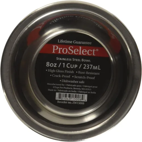 Vista 2 de Proselect Clásico tazón para perro de acero inoxidable., Negro/Gris