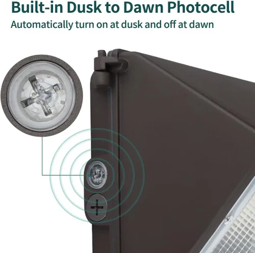 Vista 2 de Kadision Paquete de pared LED de 100 W con fotocélula del atardecer al amanecer, 13000 lm (equivalente a 350 W MH) 5000 K 100-277 V, paquete