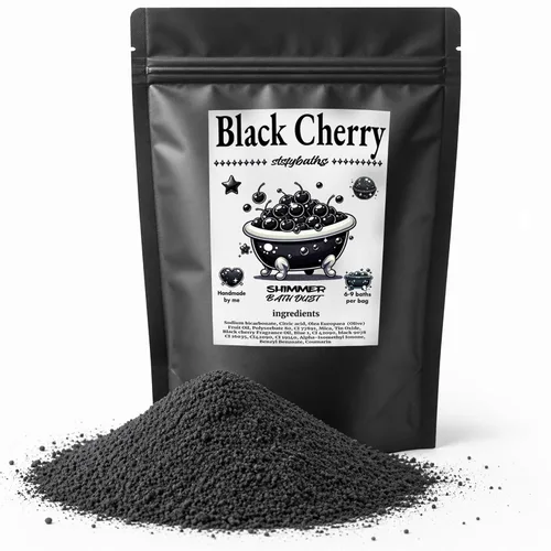 Vista 8 de Bomba de baño brillante de cereza negra en una bolsa - Bombas de baño perfumadas hechas a mano para mujeres, niños y hombres - Bombas de baño
