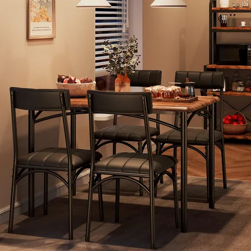 Vista 8 de Alkmaar Juego de mesa de cocina cuadrada de 3 piezas, 2 sillas tapizadas, para espacios pequeños, apartamento, gris retro