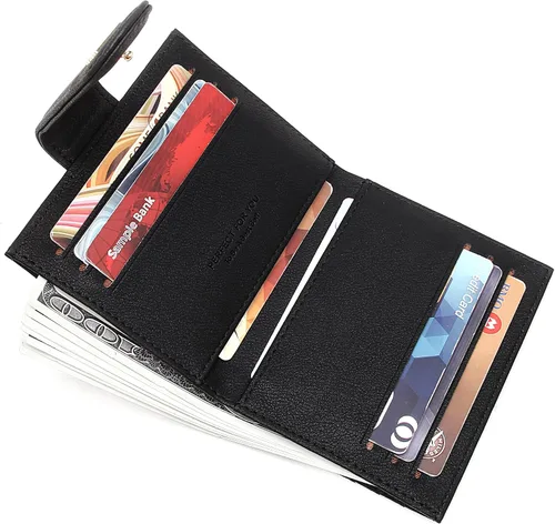 Vista 2 de Badiya Billeteras pequeñas para mujer billetera plegable multitarjetero delgado con cremallera Negro - Minimalista