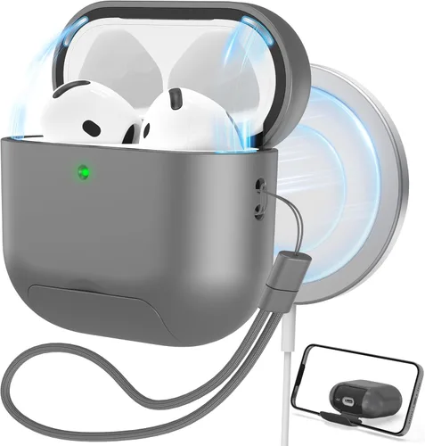 Vista 15 de RFUNGUANGO Funda protectora para AirPods Pro de 2ª generación, con función de soporte para teléfono, bloqueo de cubierta magnética, para AirPods Pro