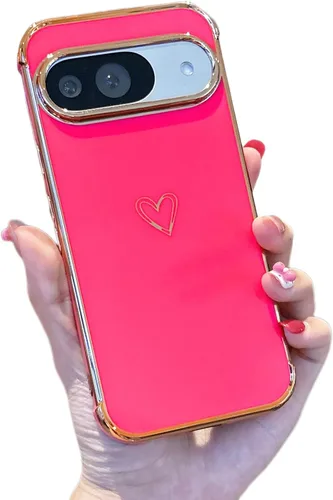 Vista 88 de ZTOFERA Funda diseñada para Google Pixel 7a, bonito diseño de corazones de amor con borde chapado y protección de lente de cámara, para Google Pixel