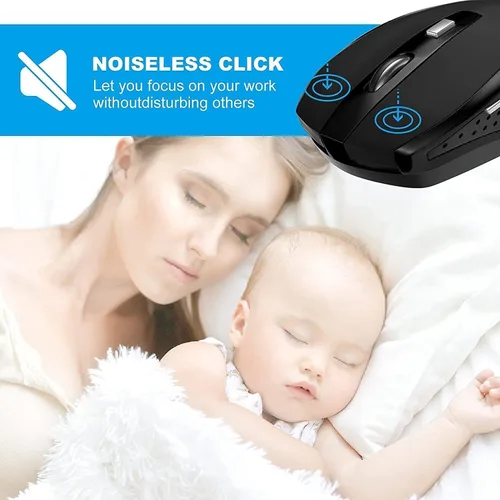 Vista 3 de Guiheng - Mouse inalámbrico, 2.4 GHz, mouse inalámbrico para computadora, 1200 DPI, 6 botones con receptor nano para laptop, PC, Chromebook