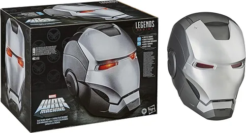 Vista 2 de Avengers Marvel Legends Series War Machine - Casco electrónico de coleccionista premium de juego de rol con luz LED FX, gris