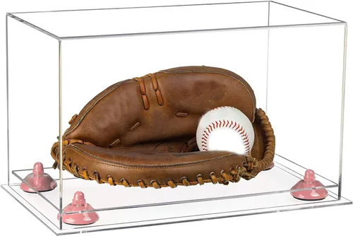 Vista 126 de Better Display Cases Vitrina de guantes de béisbol de acrílico transparente con elevadores negros (A011/V16)