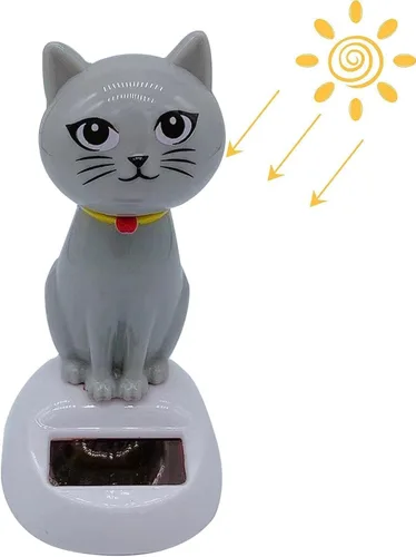 Vista 9 de Bonita figura de gato bailarín con energía solar, oscilante solar, estatua de gato, decoración de tablero de instrumentos de automóvil, decoración