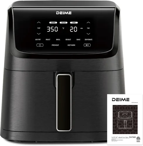 Vista 9 de DEIME Freidora de aire de 7.2 cuartos de galón, 1700 W, horno sin aceite, cocina saludable, freidoras de aire de gran capacidad con 8 ajustes