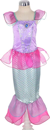 Vista 2 de Lito Angels Disfraz de sirena de princesa para niñas, disfraz de sirena de cuentos de hadas con collar