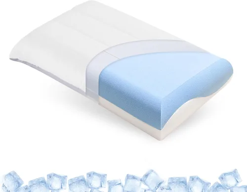 Vista 9 de EGOHOME Almohada refrescante de espuma viscoelástica para aliviar el dolor de cuello, almohada cervical para lado, espalda, dormir boca abajo