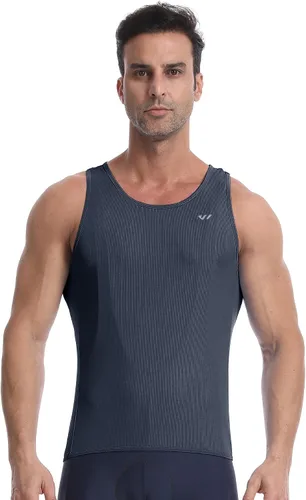 Vista 3 de Lo.gas Camiseta de ciclismo sin mangas para hombre, capa base de ciclismo transpirable y ligera con bolsillo trasero chaleco deportivo