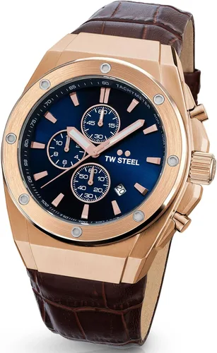 Vista 3 de TW Steel CEO Tech Mens 44mm Quartz Chronograph Watch with Leather or Rubber Strap
