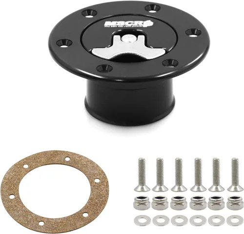 Vista 8 de Billet Tapa de tanque de sobretensión de combustible de aluminio de 1.398 in con 6 agujeros sin ventilación (negro)