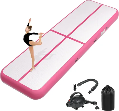 Vista 18 de Colchoneta inflable de gimnasia de 6, 10, 13, 16, 20 pies, 4/8 pulgadas de grosor, con bomba de aire eléctrica para uso doméstico, entrenamiento