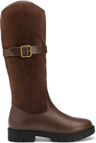 Vista 2 de DREAM PAIRS Botas de equitación de moda con hebilla alta para niñas pequeñas y grandes