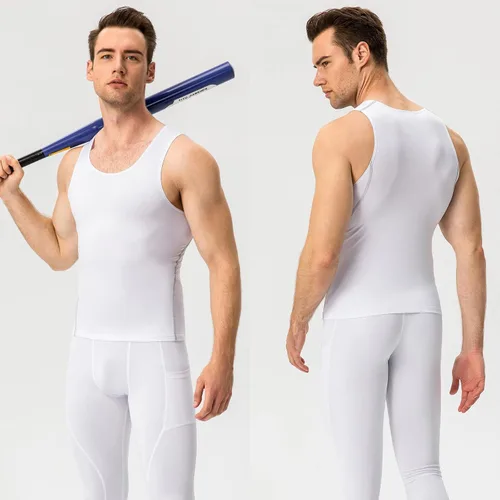 Vista 2 de Paquete de 13 camisetas de compresión atléticas para hombre, camiseta sin mangas de ajuste seco, camiseta deportiva para correr, gimnasio, camisetas
