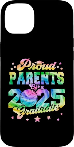 Vista 15 de iPhone 16 Parents of a 2025 Graduate Tie Dye Graduation VolleyBall Case