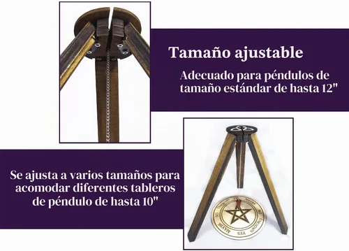 Vista 6 de Trinqueta - Soporte de péndulo de madera para trípode de radiestesia, soporte de péndulo para tablero de péndulo de 10 pulgadas, máquina