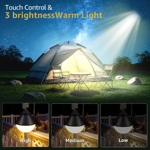 Vista 2 de Paquete de 2 faroles LED recargables de 5000 mAh con magnético, 600 lúmenes, impermeable, funciona con pilas, luz colgante para tienda, inalámbrico