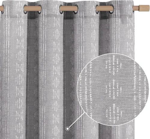 Vista 29 de jinchan Cortinas bohemias a rayas para sala de estar, cortinas de lino estilo granja de 63 pulgadas de largo, 2 paneles para dormitorio, mudcloth